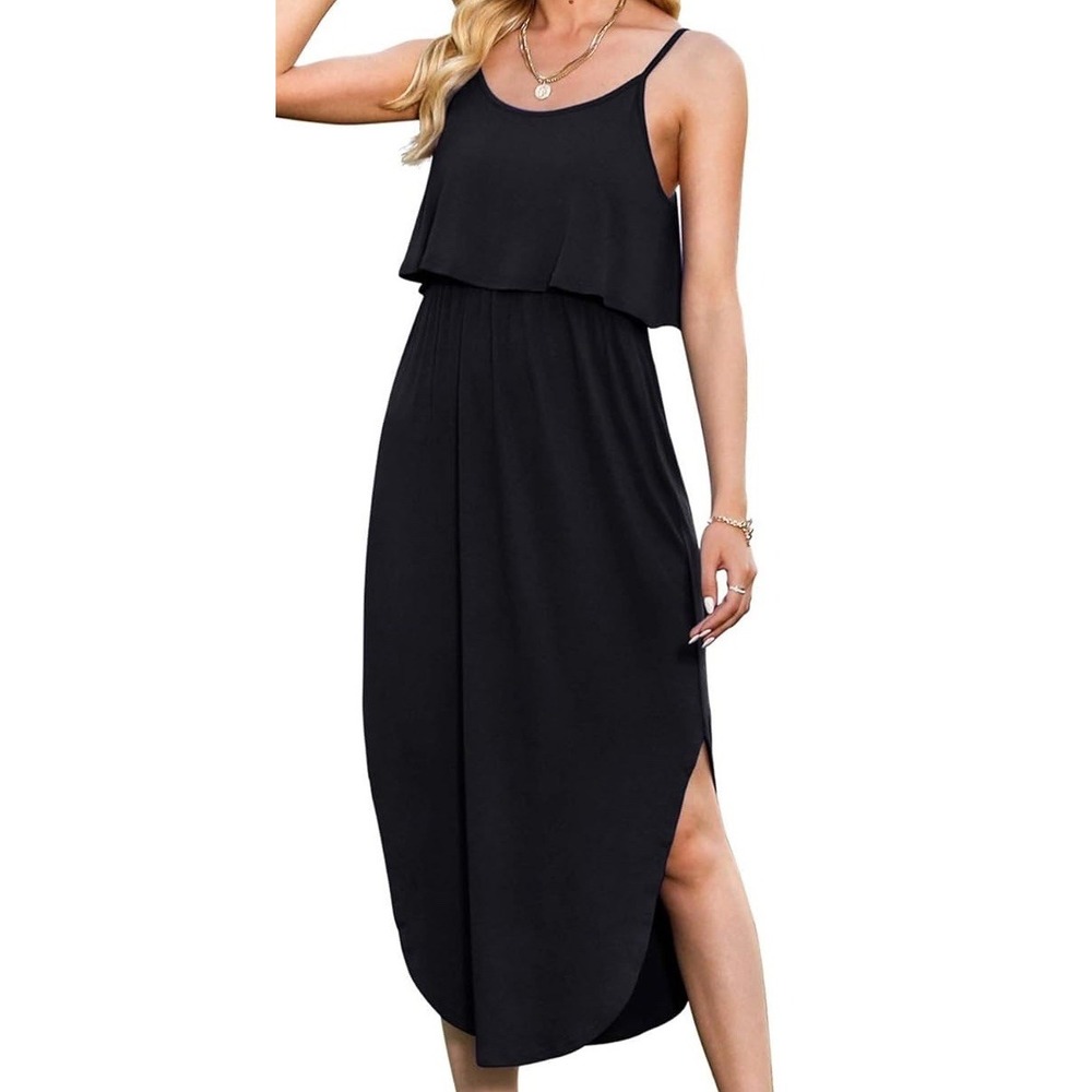 NWT Women's Lilbetter Adjustable Strap Casual Midi Dress‎ - Black - Medium